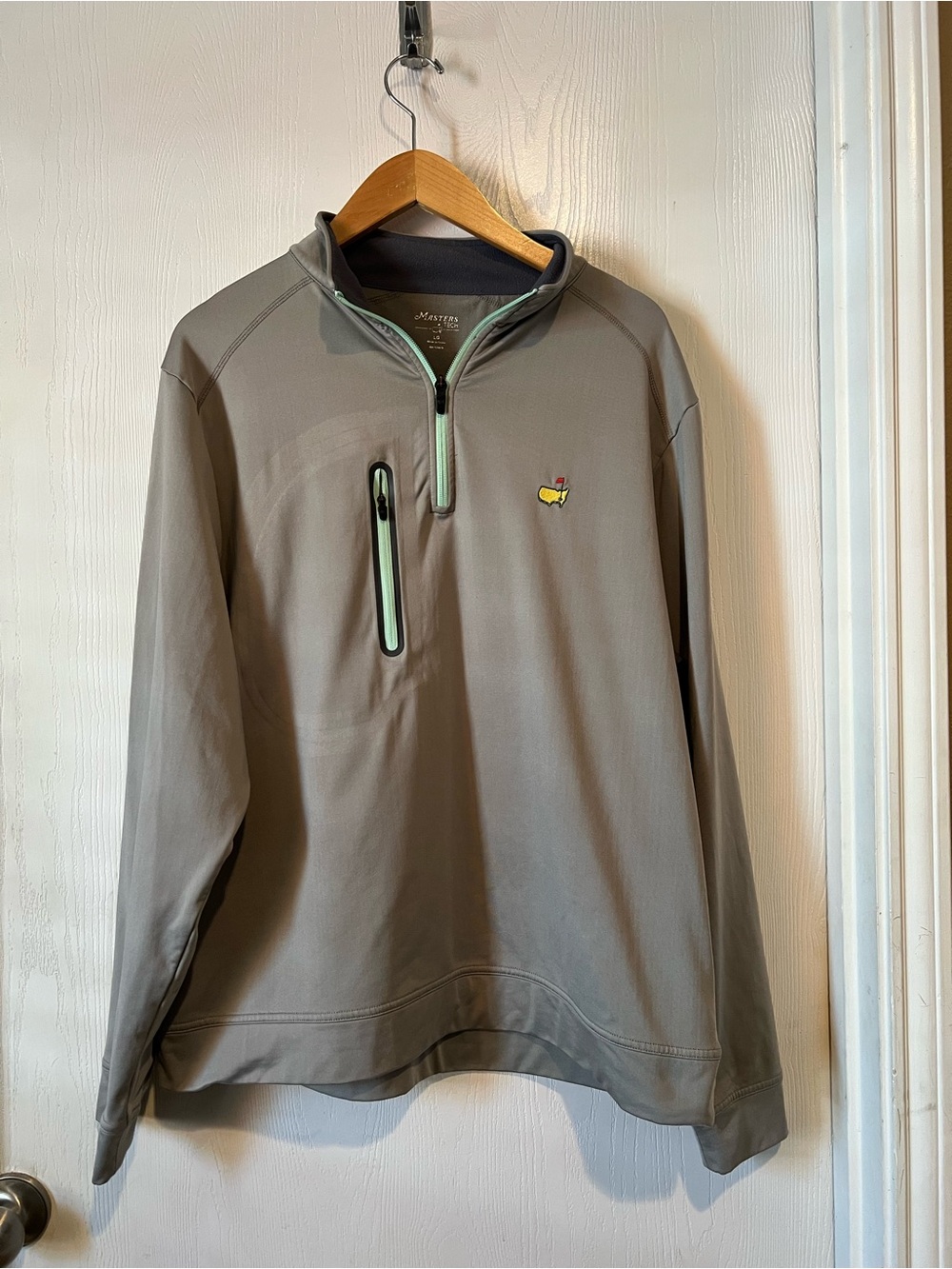 The masters tech 1/4 zip golf pullover Gray Augusta men Sz large